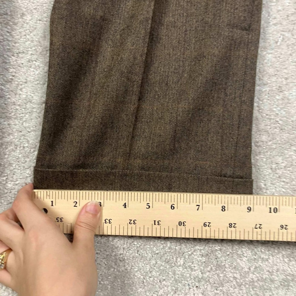 Vintage Brooks Brothers Dress Pants Mens 36x32 Brown Wool Pleated Windowpane USA - Picture 15 of 16